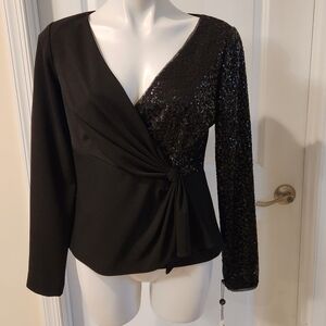 Adrianna Papell black blouse size 8 new with tags